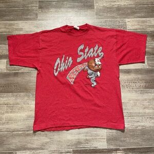 Vintage Ohio State T Shirt Brutus Red Striped XL